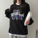 Fashionkova Vintage Logo Print Round Neck Sweatshirt