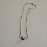 Fashionkova Punk Creative Black 8 Pendant Beads Necklace For Women Men Hip Pop Unusual Titanium Steel Neck Chains Fashion Grunge 90s Jewelry