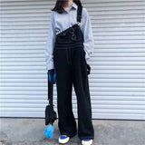 Fashionkova  Party Outfit  New Harajuke White Jumpsuit Women Vintage Loose Denim Overalls Female College Style Wide Leg One-piece Trousers Maxi Onesie