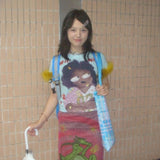 Fashionkova Japanese Y2k Graffiti Print T-shirt Trashy 2000s Style Crop Top Vintage Harajuku Removable Fur Sleeve Tee Shirt American Spring Style 2025