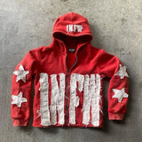 Fashionkova Christmas Gift outfit  Y2k Oversized Street Fashion Brand Loose Hoodie Versatile Casual Retro Jacket Star Letter Embroidered Zipper Sweatshirt Women