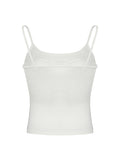 Fashionkova Sweetown Lace Bow Patches White Basic Cute Y2K Camisole Sleeveless Slim Women Crop Top Simple Casual Tank Vest