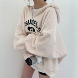 Fashionkova Vintage Letter Print Half Zip Oversized Hoodie