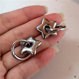 Fashionkova Stainless Steel Asymmetric Star Love Heart Hoop Earrings For Women Men Punk Hip Hop Trend Y2K Fashion Jewelry Scene Accessories