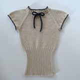 FashionKova-Y2K knit jumper retro short-sleeved sweater women's autumn and winter short straight knitwear bow design slim short tops Emo
