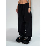 Fashionkova party outfit  Spring Casual Gray Aesthetics Sweatpants Women Wide Leg Black Joggers Classic Baggy Streetwear Female Oversized Sports Trousers