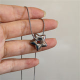 Fashionkova Tarnish Free Stainless Steel Y2K Chunky Star Pendant Necklace for Women Men Unisex Goth Punk Grunge Trend Neck 2024 New Jewelry