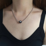 Fashionkova Punk Creative Black 8 Pendant Beads Necklace For Women Men Hip Pop Unusual Titanium Steel Neck Chains Fashion Grunge 90s Jewelry