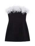 Fashionkova Feather Corset Dress Woman off Shoulder Short Dresses for Women Sexy Backless Evening Dresses Women Bodycon Women's Dress Valentine's Day Aesthetic