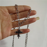 Fashionkova Punk Gothic Red Lava Star Cross Heart Pendant Leather Rope Necklace Women Men Hip Hop Y2K 90s EMO Accessories Aesthetic Jewelry