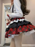 FashionKova-Japanese Kawaii Cute Dress Summer JK Girl Clothes Lolita Suit Goth Long sleeve Shirt Bandage High waist Sexy Punk Women Dresses