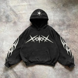 Fashionkova 2024 New retro street hip hop letter printed zipper hoodie for men and women Y2K Harajuku Punk Gothic loose sweatshirt hoodie