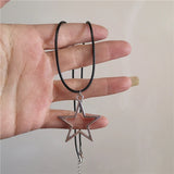 Fashionkova Punk Star Pendant Chain Necklace For Men Women Hip Hop Cool Beads Neck Y2K Jewelry