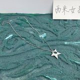 Fashionkova Y2K Stainless Steel Irregular Hollow Star Pendant Necklace for Women Men Unisex Punk Hip Hop 2024 Trending Neck Chain Jewelry