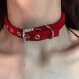Fashionkova Punk Goth Harajuku Red Collar Necklace Neck Choker For Women Cool Stuff Y2K Jewelry EMO Accessories Hot Wholesale