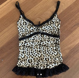 Fashionkova y2k aesthetic leopard print lace trim sling summer streetwear women's slim sexy tops high street casual spaghetti strap tank top Fairycore Outfit Idea