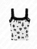 Fashionkova Y2K aesthetic gothic streetwear bow crown print summer women sexy slim lace sling high street retro casual emo gril Halter top Fairycore Outfit Idea