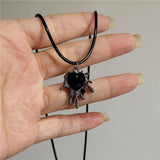 Fashionkova Gothic Red Black Lava Heart Pendant Rope Necklace For Women Men Grunge Halloween Rave Accessories Y2K 90s EMO Aesthetic Jewelry