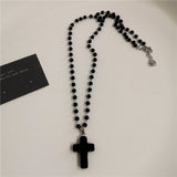 Fashionkova Gothic Punk Black Peach Heart Star Pendant Chain Necklace For Women Men Y2K Hip Hop Charm Trendy Jewelry Anniversary Accessories