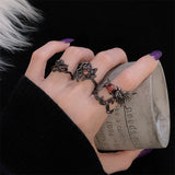 Fashionkova 2025 Trendy Game Love And Deepspace Sylus Cosplay Black Crow Rings Jewelry Punk Charm Hip Hop Accessories Halloween Prop