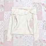FashionKova-back to school outfit Sweet Kawaii 2000s chic womens knitted sweater sexy slim solid color one-shoulder pullover Harajuku vintage aesthetic streetwear