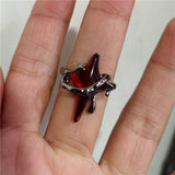 Fashionkova Y2K Gothic Dark Red Cross Star Crow Heart Rings For Women Goth Game Love And Deepspace Sylus Cosplay Jewelry Accessories Gifts
