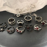 Fashionkova Gothic Fashion Rings For Women Girls Crystal Black Spider Open Ring Hip Hop Punk Irregular Animal Finger Jewelry Halloween Gift