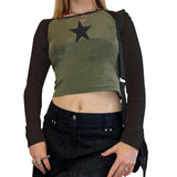 Fashionkova party look inspos Women Star Shirt Y2k Graphic Print Crop Tops Long Sleeve Vintage Baby Tees Fairy Grunge Aesthetic Fall Tops Streetwear