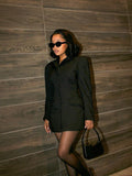 Fashionkova party look inspos Fashion Black Blazer Mini Dress For Women Elegant V Neck Single-breasted Long Sleeve High Waist Dress 2024 Lady Commute Vestidos