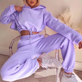Fashionkova Winter Two Piece Sets Women Tracksuit Oversized Suit 2024 Autumn Trouser Suits Female Sweatshirt Solid Sports Hoodie Sportswear