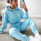Fashionkova Winter Two Piece Sets Women Tracksuit Oversized Suit 2024 Autumn Trouser Suits Female Sweatshirt Solid Sports Hoodie Sportswear