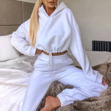 Fashionkova Winter Two Piece Sets Women Tracksuit Oversized Suit 2024 Autumn Trouser Suits Female Sweatshirt Solid Sports Hoodie Sportswear
