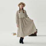 FashionKavo original dress female autumn and winter niche retro literary collar pattern long versatile design skirt J0040
