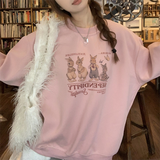 Fashionkova Aesthetic Rabbit Print Oversized Sweatshirt