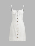Fashionkova Darling Linen Plain Mini Dress
