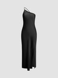 Fashionkova Moonlight Open Back Satin Slit Long Dress