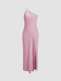 Fashionkova Moonlight Open Back Satin Slit Long Dress
