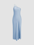 Fashionkova Moonlight Open Back Satin Slit Long Dress