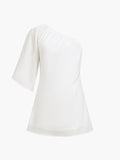 Fashionkova Aegean Cotton Linen One Sleeve Short Dress