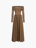 Fashionkova Off Shoulder Criss Cross Long Dress