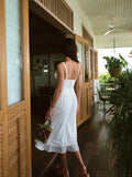 Fashionkova Ruffle Hem Cami Plain Midi Dress