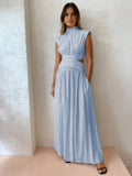 Fashionkova Mock Neck Cut Out Long Dress