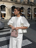 Fashionkova Oversized Puff Sleeve Blouse