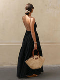 Fashionkova Solid Backless Long Dress
