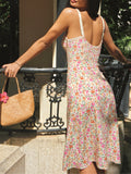 Fashionkova Floral Print Trim Cami Midi Dress