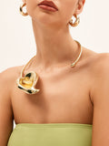 Fashionkova Exaggerated Lotus Leaf Design Necklace