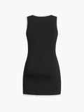 Fashionkova Multi Pocket Button Sleeveless Short Sweater Dress