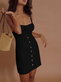 Fashionkova Darling Linen Plain Mini Dress