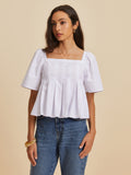 Fashionkova Pleated Crew Neck Blouse