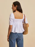 Fashionkova Pleated Crew Neck Blouse